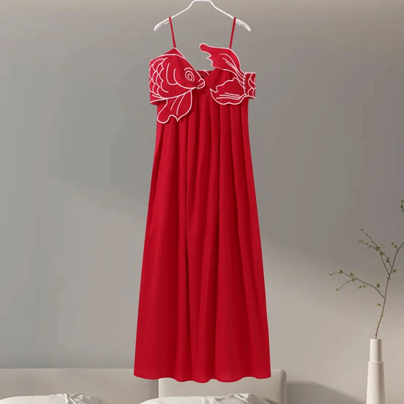 Red Fish Maxi Dress