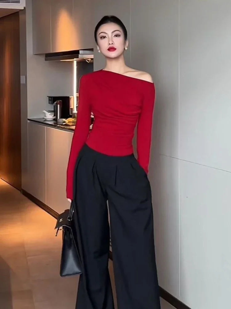 Red Off The Shoulder Going Out Top