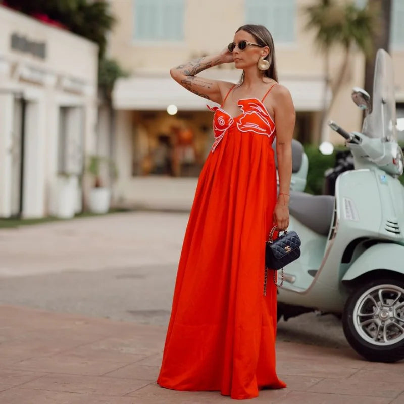 Red Fish Maxi Dress