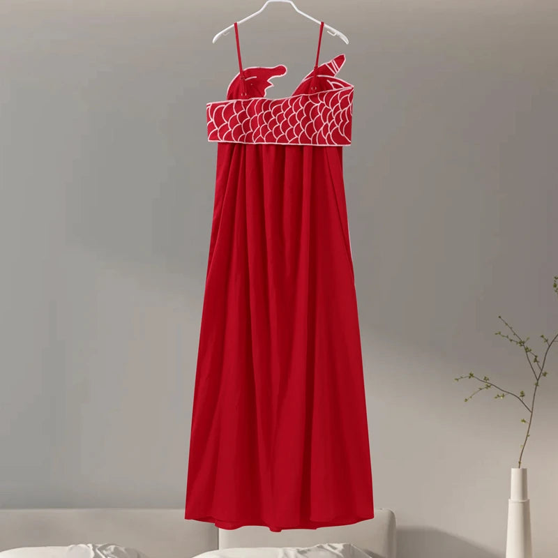 Red Fish Maxi Dress