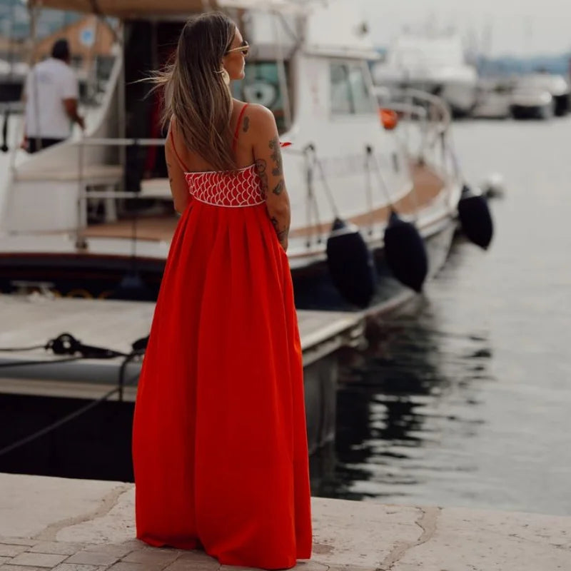 Red Fish Maxi Dress