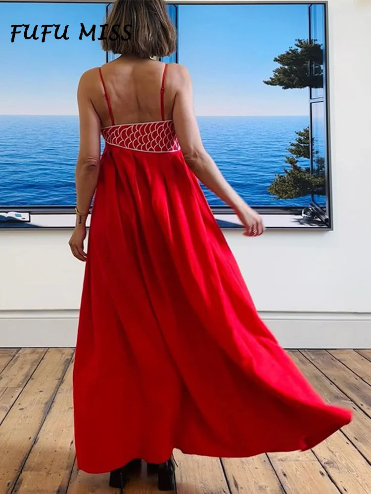 Red Fish Maxi Dress