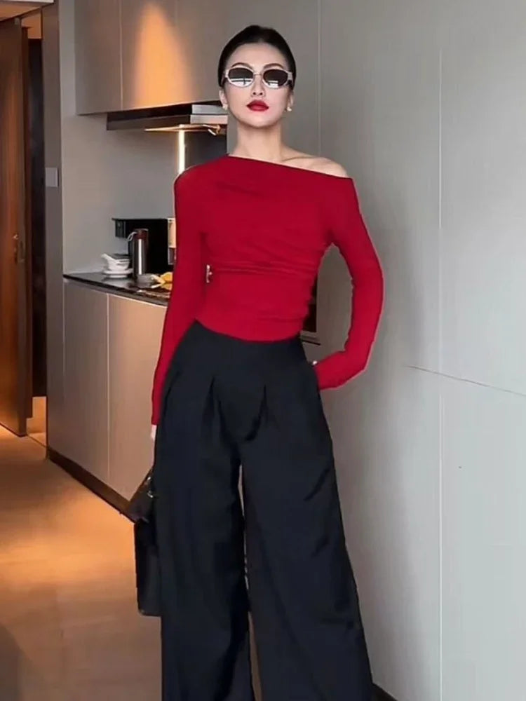 Red Off The Shoulder Going Out Top