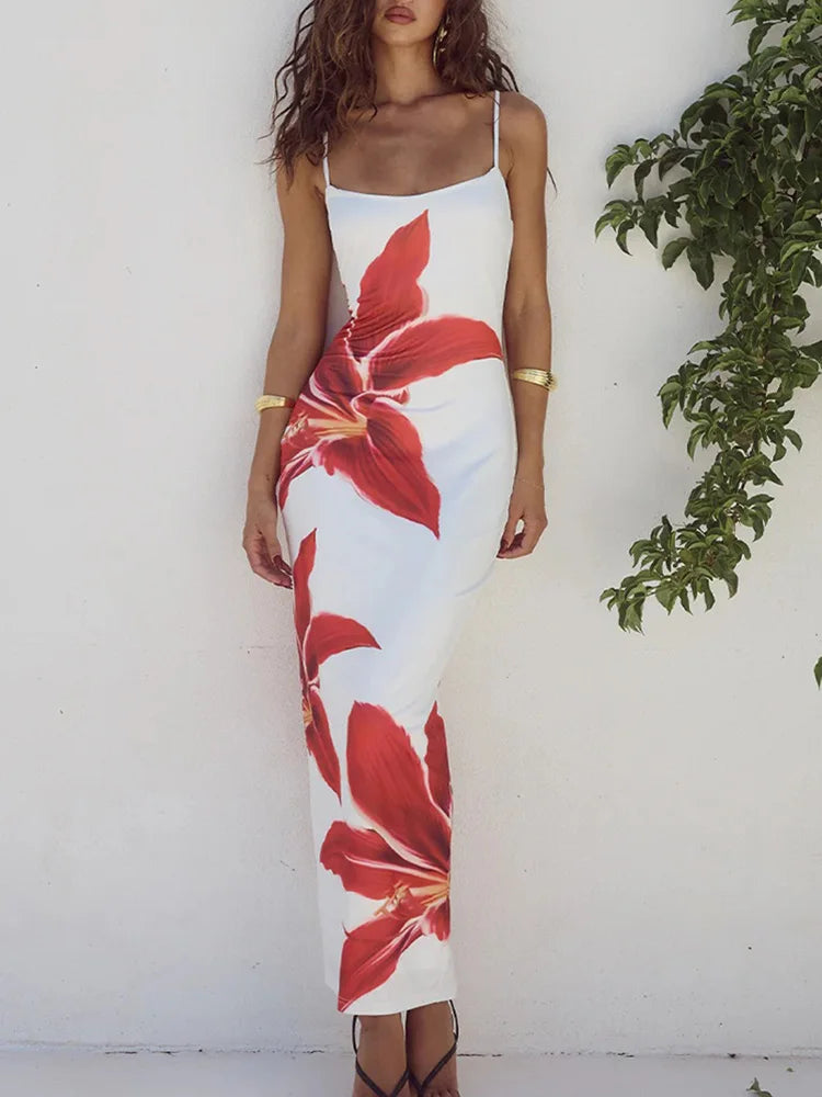 Red Floral Maxi Dress