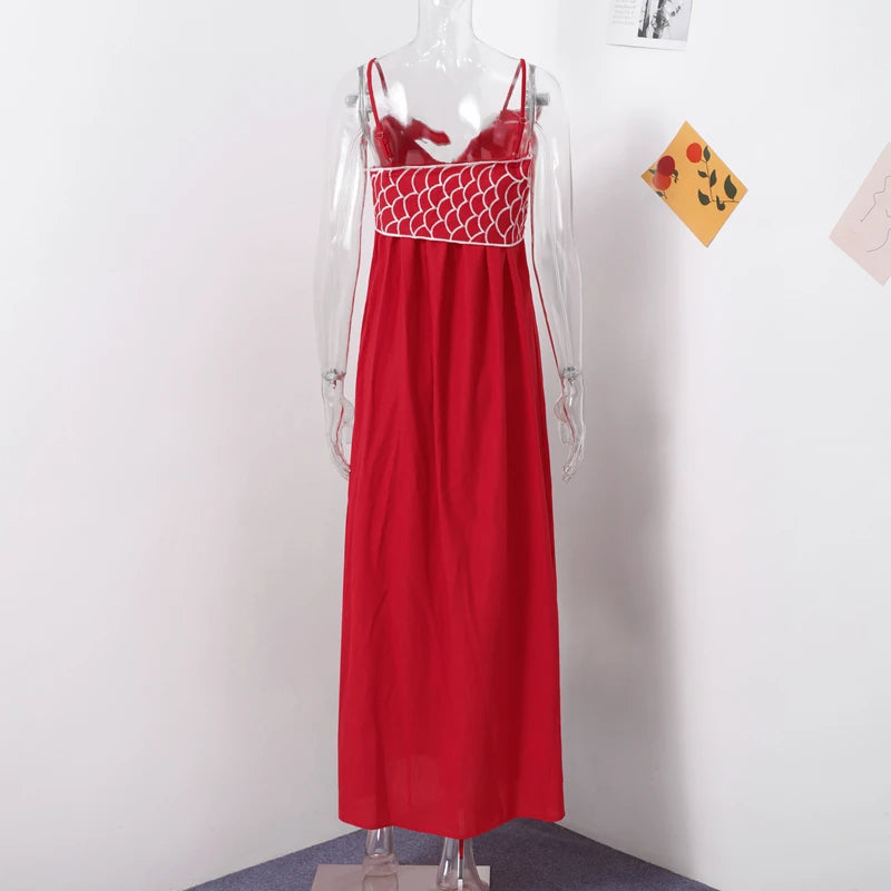 Red Fish Maxi Dress