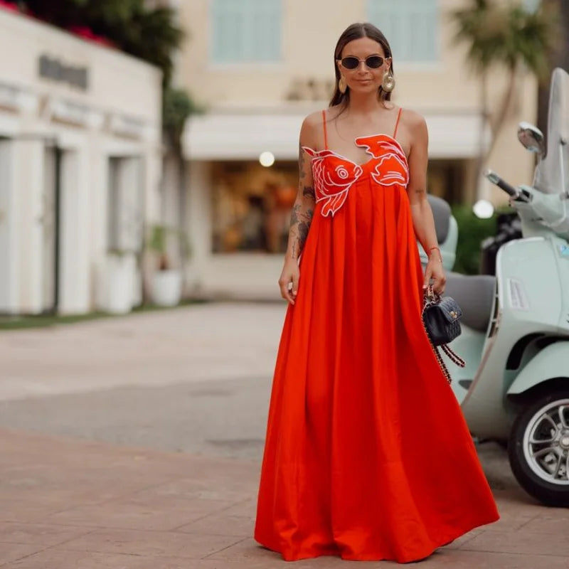 Red Fish Maxi Dress