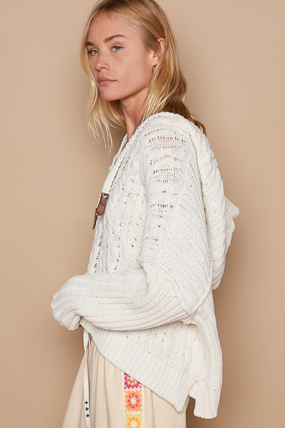 Hooded Cable Knit Sweater